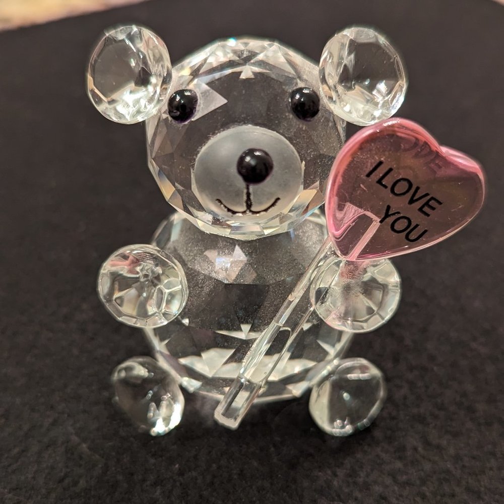 Crystal "I Love You" Teddy Bear Figurine
